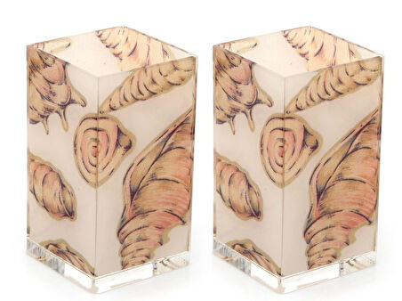 2 ADET KALEMLİK İSTİRİDYE  DESENLİ OFİS GERECİ 6X6X12CM 300ML