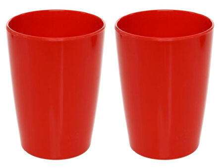 2 ADET KALEMLİK KIRMIZI RENKLİ MELAMİN OFİS GERECİ 8X8X11CM 320ML