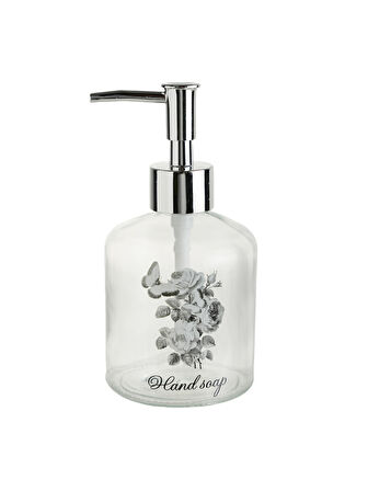 2 ADET CAM SIVI SABUNLUK,ÇİÇEKLİ 300ML BANYO SETİ  7,6X15,5CM