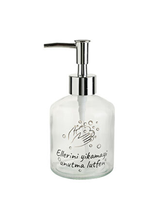 2 ADET CAM SIVI SABUNLUK,LÜTFEN YAZILI 300ML BANYO SETİ  7,6X15,5CM