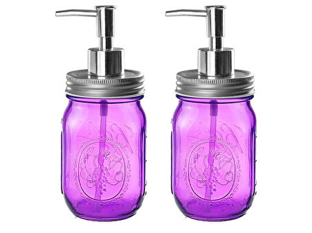 2 ADET CAM SIVI SABUNLUK,ÇİÇEK DESENLİ PEMBE 8X8X10CM 420ML