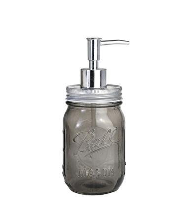 2 ADET CAM SIVI SABUNLUK,ÇİÇEK DESENLİ GRİ 8X8X10CM 420ML