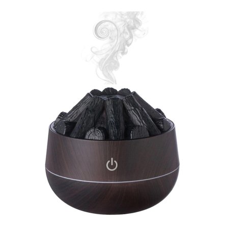 ŞÖMİNE  TASARIMLI USB LI LED AYDINLATMALI HAVA NEMLENDİRİCİ,AROMATERAPİK HAVA DİFÜZÖRÜ,BUHURDANLIK,,SİS SPREYLİ GECE LAMBASI, 300 ml 10x10X10,3cm KOYU KAHVERENGİ