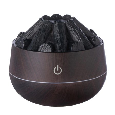 ŞÖMİNE  TASARIMLI USB LI LED AYDINLATMALI HAVA NEMLENDİRİCİ,AROMATERAPİK HAVA DİFÜZÖRÜ,BUHURDANLIK,,SİS SPREYLİ GECE LAMBASI, 300 ml 10x10X10,3cm KOYU KAHVERENGİ