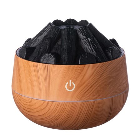ŞÖMİNE  TASARIMLI USB LI LED AYDINLATMALI HAVA NEMLENDİRİCİ,AROMATERAPİK HAVA DİFÜZÖRÜ,BUHURDANLIK,,SİS SPREYLİ GECE LAMBASI, 300 ml 10x10X10,3cm AÇIK KAHVERENGİ