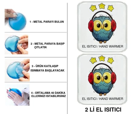 SIA  2 ADET BAYKUŞ CEP SOBASI,EL ISITICI,SICAK SU TORBASI PVC  10x9,5cm