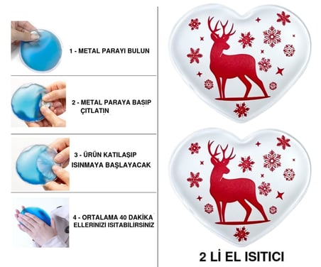 SIA 2 ADET KARDA GEYİK CEP SOBASI,EL ISITICI,SICAK SU TORBASI PVC  9cm