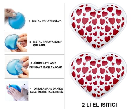 SIA 2 ADET KÜÇÜK KALPLER CEP SOBASI,EL ISITICI,SICAK SU TORBASI PVC  9cm