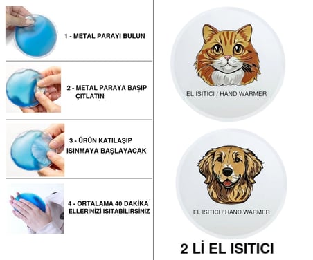 SIA 2 ADET KEDİ VE KÖPEK CEP SOBASI,EL ISITICI,SICAK SU TORBASI PVC  10x9,5cm