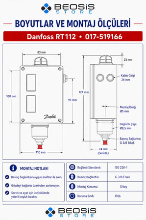 DANFOSS 017-519166 RT112 (0.1/1.1 BAR) PRESOSTAT