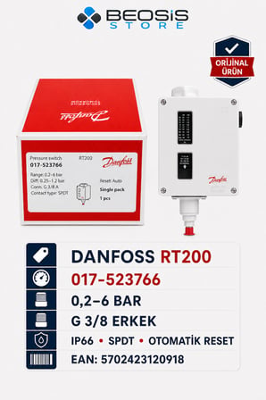 DANFOSS 017-523766 RT200 (0.2/6 BAR) PRESOSTAT