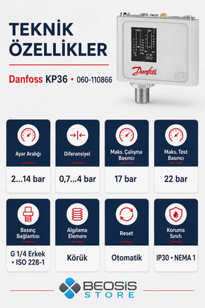 DANFOSS 060-110866 KP36 (2/14 BAR) PRESOSTAT