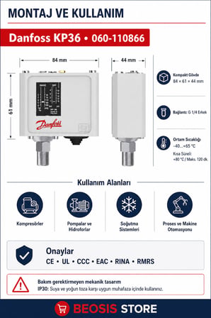 DANFOSS 060-110866 KP36 (2/14 BAR) PRESOSTAT
