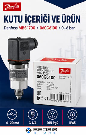 DANFOSS 060G6100 MBS 1700 0-6  bar Basınç Transmitteri
