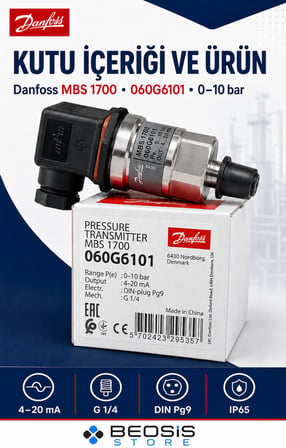 DANFOSS 060G6101 MBS 1700 0-10 bar Basınç Transmitteri