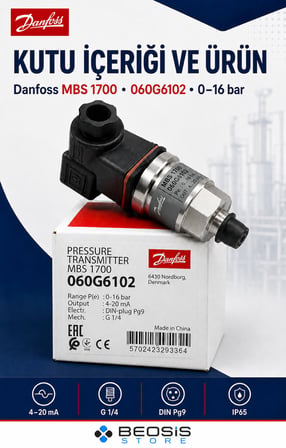 Danfoss 060G6102 MBS 1700 0-16 bar Basınç Transmitteri