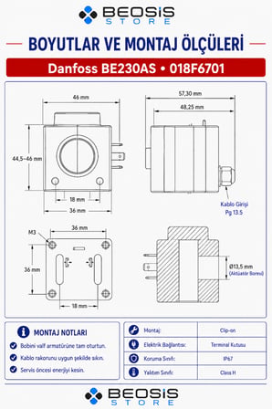 DANFOSS 018F6701 220-230V AC 12W BOBİN