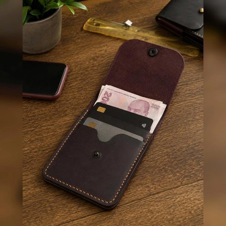 Hakiki Deri Çıtçıtlı Kartlık Cüzdan