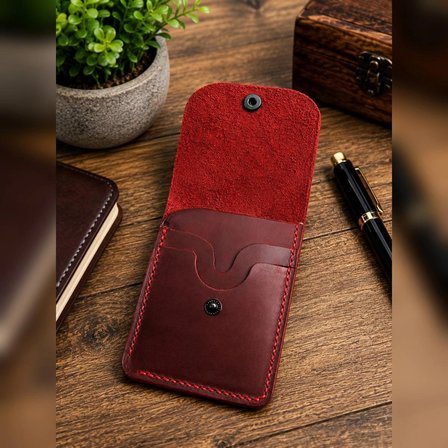 Hakiki Deri Çıtçıtlı Kartlık Cüzdan