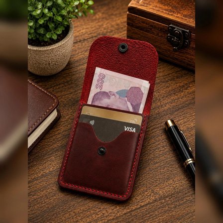 Hakiki Deri Çıtçıtlı Kartlık Cüzdan