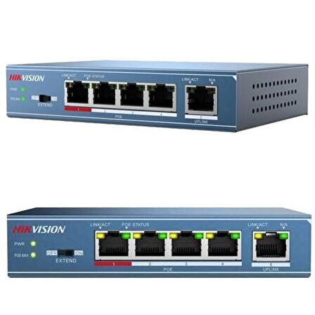 HAIKON (DS-3E0105P-E/M(B) 5 PORT 4x10/100 1x100M UPLINK PORT POE YÖNETİLEMEZ SWITCH (35W) 