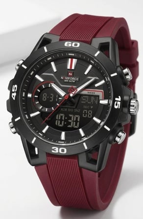 NAVİFORCE NF-7135 DİJİTAL ANALOG ALARMLI AYDINLATMALI SPOR ERKEK KOL SAATİ