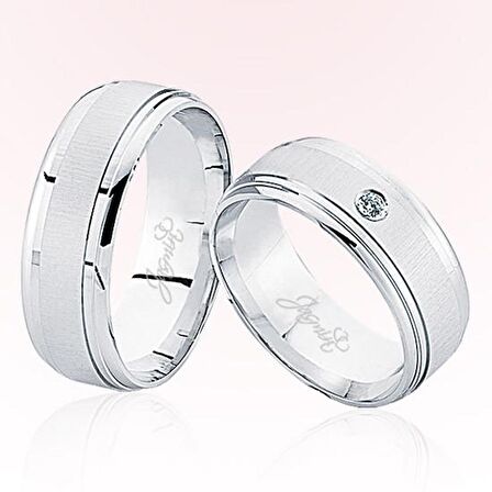 Beyaz Bombeli Altın Alyans 5705