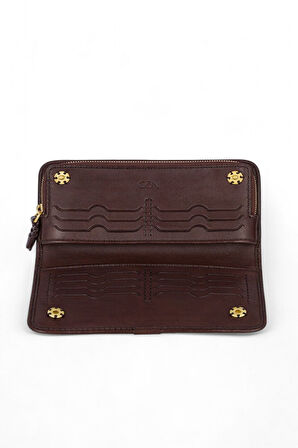 Gön Arta Kahve Deri Kadın Cüzdan 16 Arta