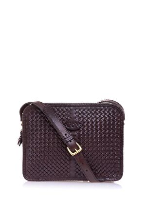 Gön Peke Kahve Deri Kadın Çapraz Askılı Çanta 042 Peke