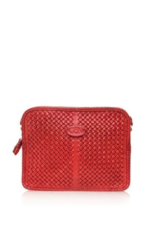 Gön Peke Kırmızı Soft Deri Kadın Çapraz Askılı Çanta 042 Peke