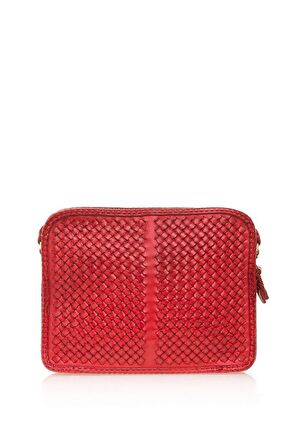 Gön Peke Kırmızı Soft Deri Kadın Çapraz Askılı Çanta 042 Peke