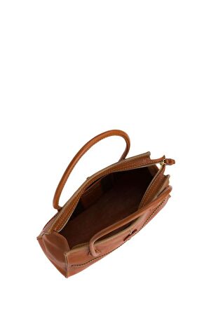 Gön Sanra Taba Deri/Gri Kadın Omuz Çantası 048 Sanra