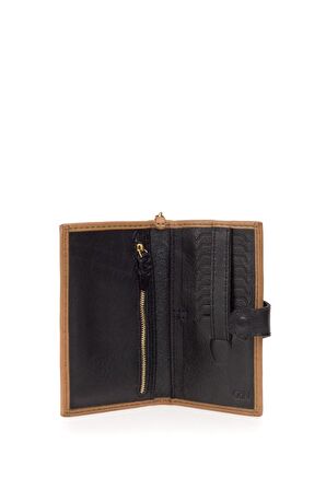 Gön Çelok Siyah Deri/Gri Kadın Cüzdan 27 Çelok