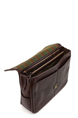 Gön Ömer Kahve Deri Unisex Laptop & Evrak Çantası 09 106 Ömer