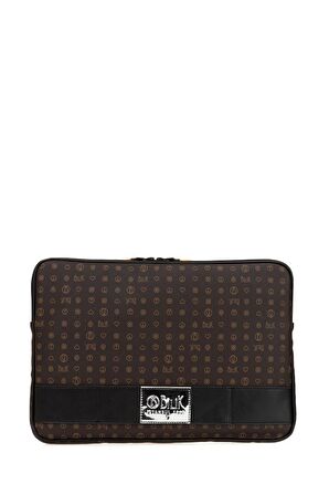 Bilik Deri Monogram Kahve Unisex Laptop & Evrak Çantası LAPTOP-MN 15,6"