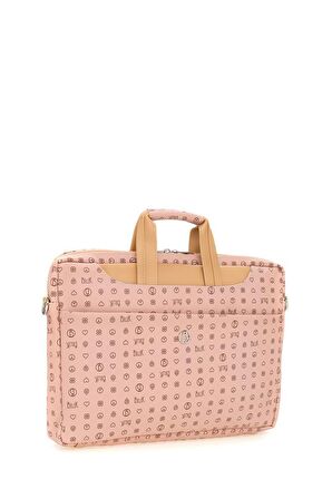 Bilik Deri Monogram Pembe/Camel Unisex Laptop & Evrak Çantası BRIEFCASE-MN