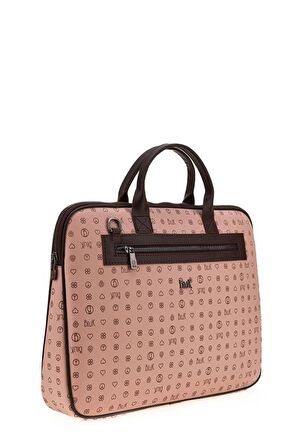 Bilik Deri Monogram Pembe/Kahve Unisex Laptop & Evrak Çantası RH09 BUSİNESS-MN