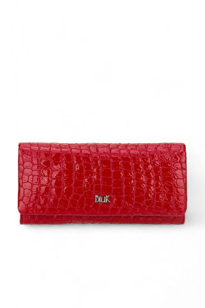 Bilik Deri  Kırmızı Kroko Rugan Kadın Cüzdan BSH 3210