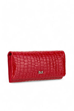 Bilik Deri  Kırmızı Kroko Rugan Kadın Cüzdan BSH 3210
