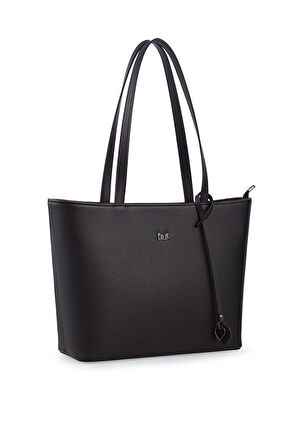 Bilik Deri Logo Detaylı Siyah Kadın Omuz Çantası BLKF AQUA