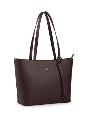 Bilik Deri Logo Detaylı Kahve Kadın Omuz Çantası BLKF AQUA