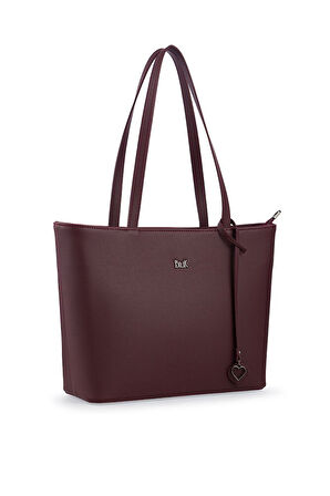 Bilik Deri Logo Detaylı Bordo Kadın Omuz Çantası BLKF AQUA