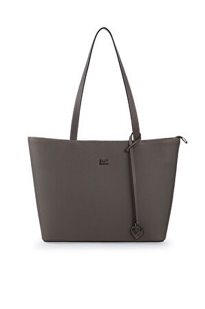 Bilik Deri Logo Detaylı Koyu Gri Kadın Omuz Çantası BLKF AQUA