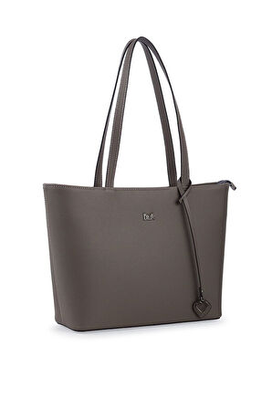 Bilik Deri Logo Detaylı Koyu Gri Kadın Omuz Çantası BLKF AQUA