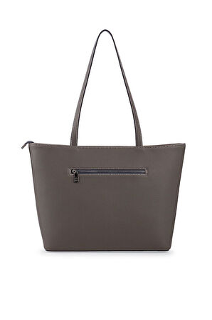 Bilik Deri Logo Detaylı Koyu Gri Kadın Omuz Çantası BLKF AQUA