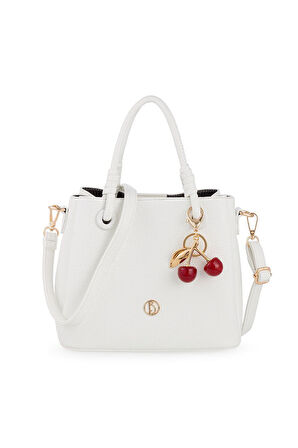 Bilik Deri Logo Detaylı Beyaz Kadın El Çantası RİV 145-R