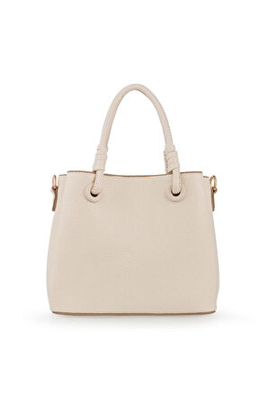 Bilik Deri Logo Detaylı Bej Kadın El Çantası RİV 145-R