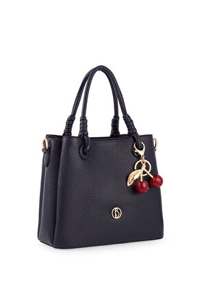 Bilik Deri Logo Detaylı Lacivert Kadın El Çantası RİV 145-R