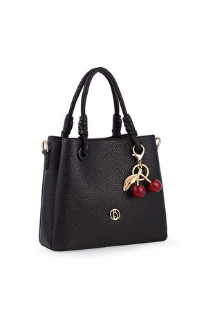 Bilik Deri Logo Detaylı Siyah Kadın El Çantası RİV 145-R