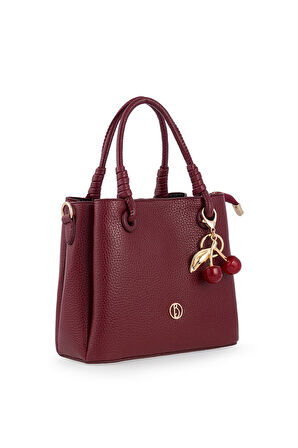 Bilik Deri Logo Detaylı Bordo Kadın El Çantası RİV 145-R